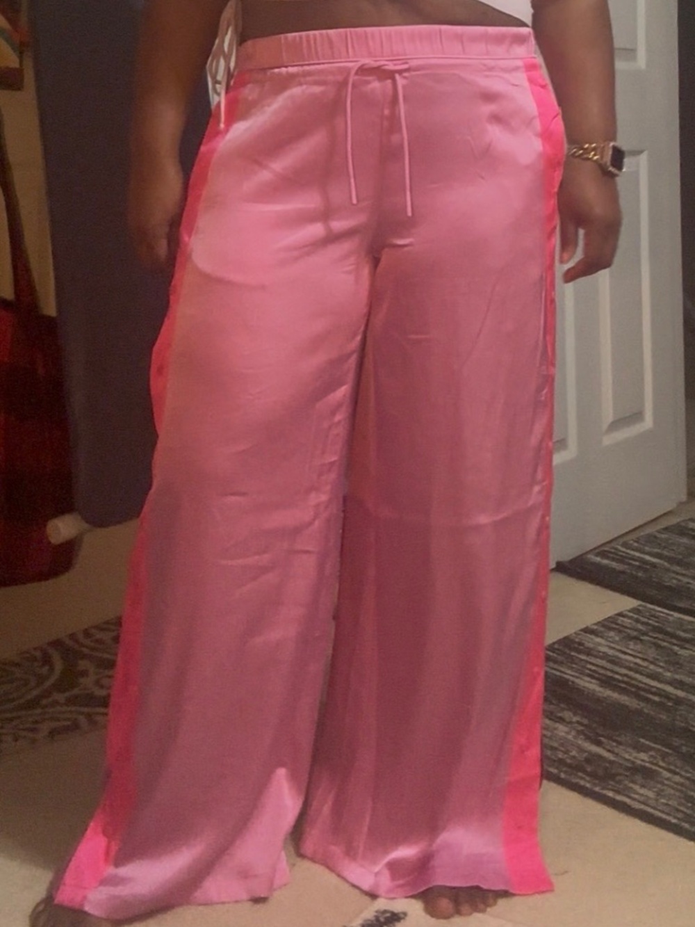 Satin tear-away track pants